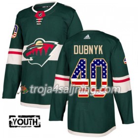 Minnesota Wild tröja Devan Dubnyk 40 Adidas 2017-2018 Grön USA Flag Fashion Authentic - NHL Tröjor Barn